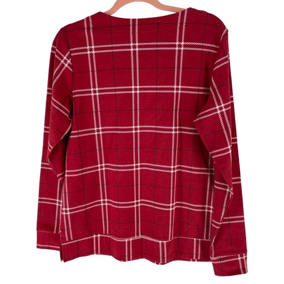 Croft & Barrow Women's Size Medium Red Striped Crew Neck Sweatshirt - Picture 2 of 5